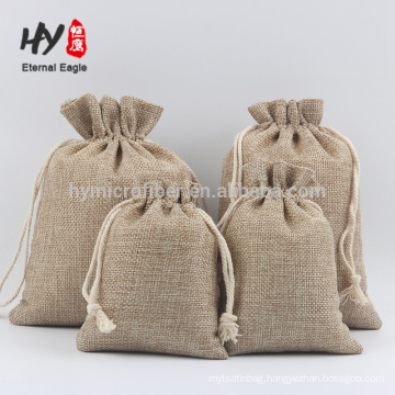 Logo printed jute drawstring storage bag for household